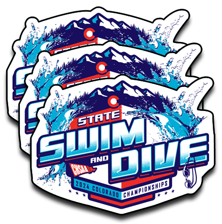2024 CHSAA State Championship Girls Swim & Dive Sticker 3-Pack