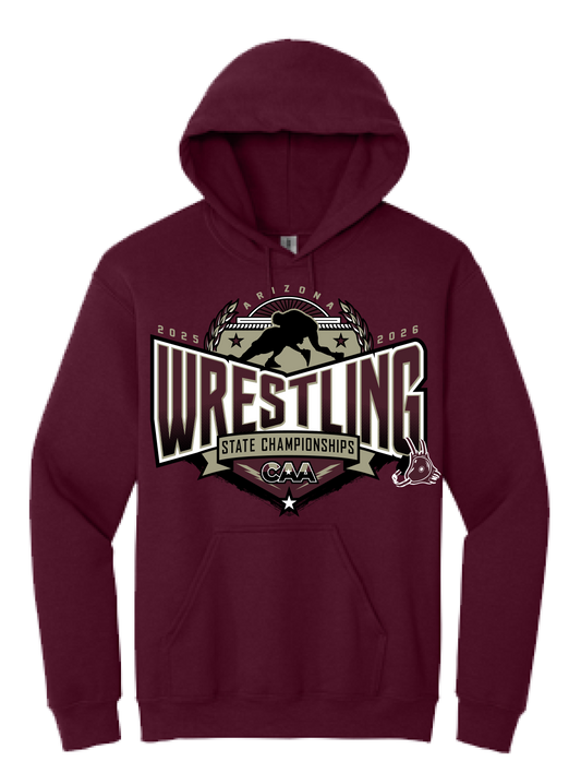 2025-26 CAA State Championship Wrestling Hoodie - Maroon
